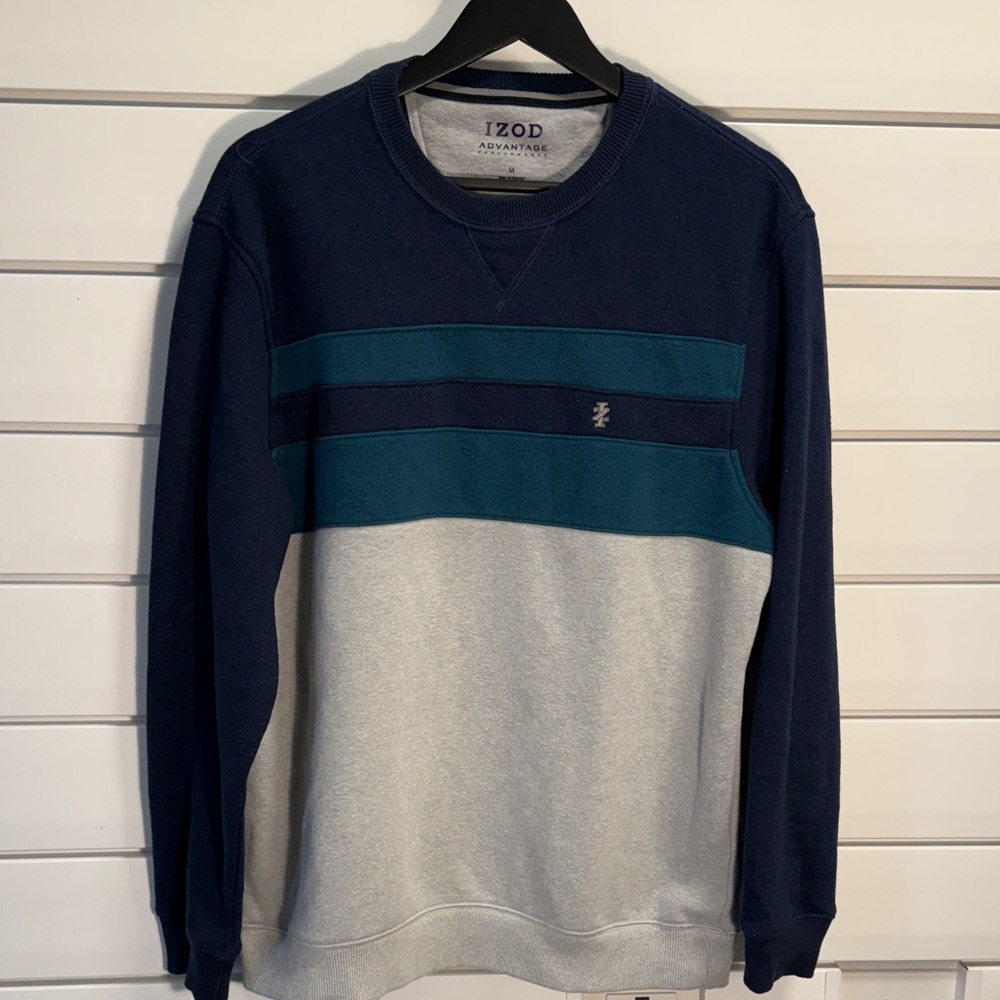 Izod Men's Blue and Gray Crewneck Sweater